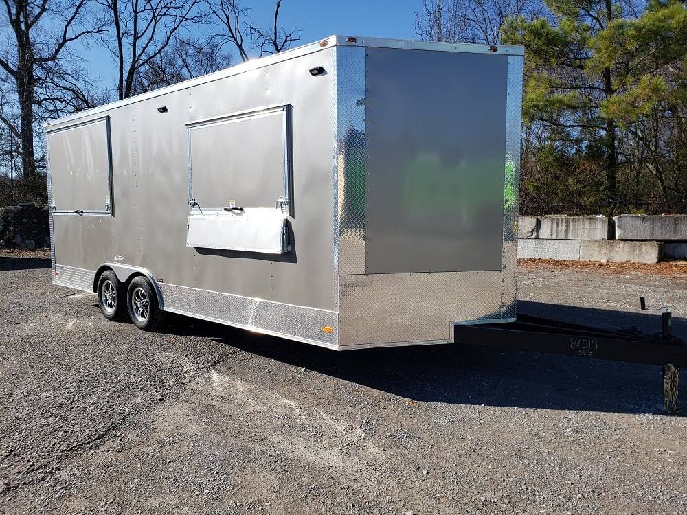 8.5' x 20' Light Pewter Porch Style Concession Food Trailer