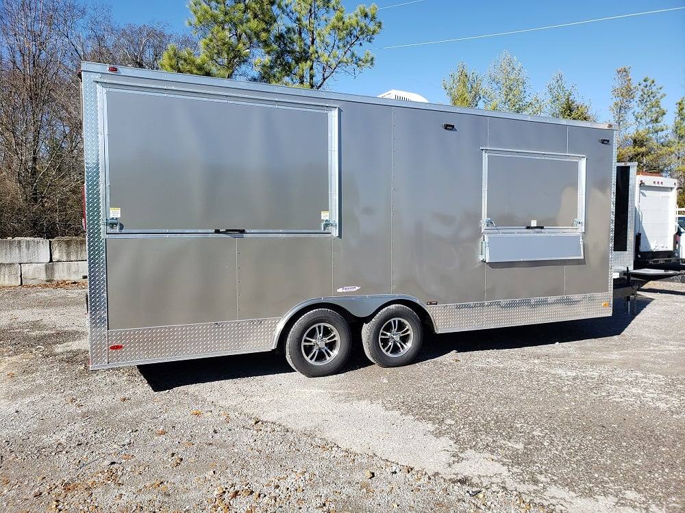 8.5' x 20' Light Pewter Porch Style Concession Food Trailer