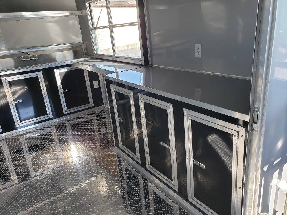 8.5' x 20' Light Pewter Porch Style Concession Food Trailer