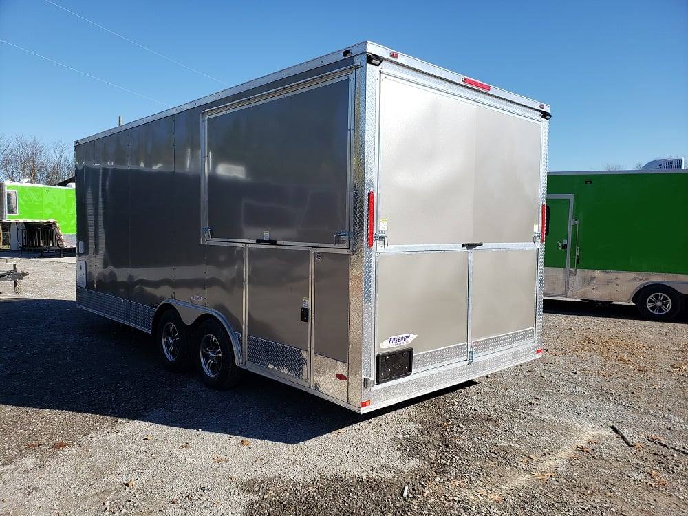 8.5' x 20' Light Pewter Porch Style Concession Food Trailer