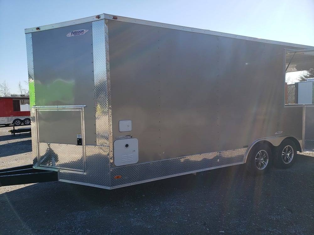 8.5' x 20' Light Pewter Porch Style Concession Food Trailer