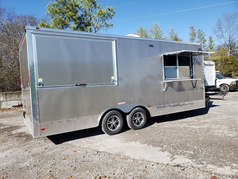 8.5' x 20' Light Pewter Porch Style Concession Food Trailer