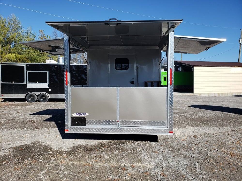 8.5' x 20' Light Pewter Porch Style Concession Food Trailer