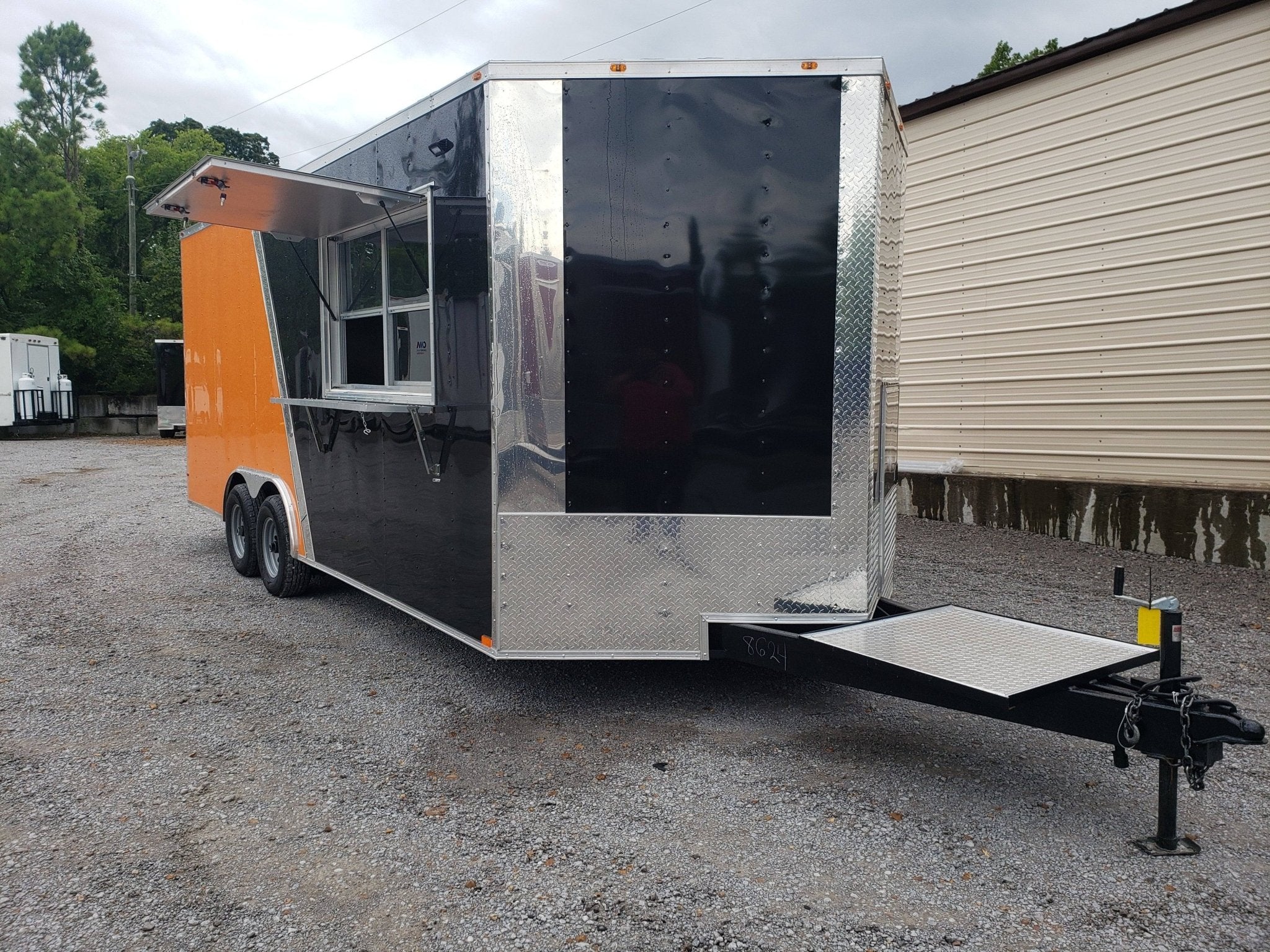 446-8.5-x-20-orange-and-black-food-catering-concession-trailer-with-appliances-1.jpg 8.5' x 20' Orange And Black Food Catering Concession Trailer With Appliances