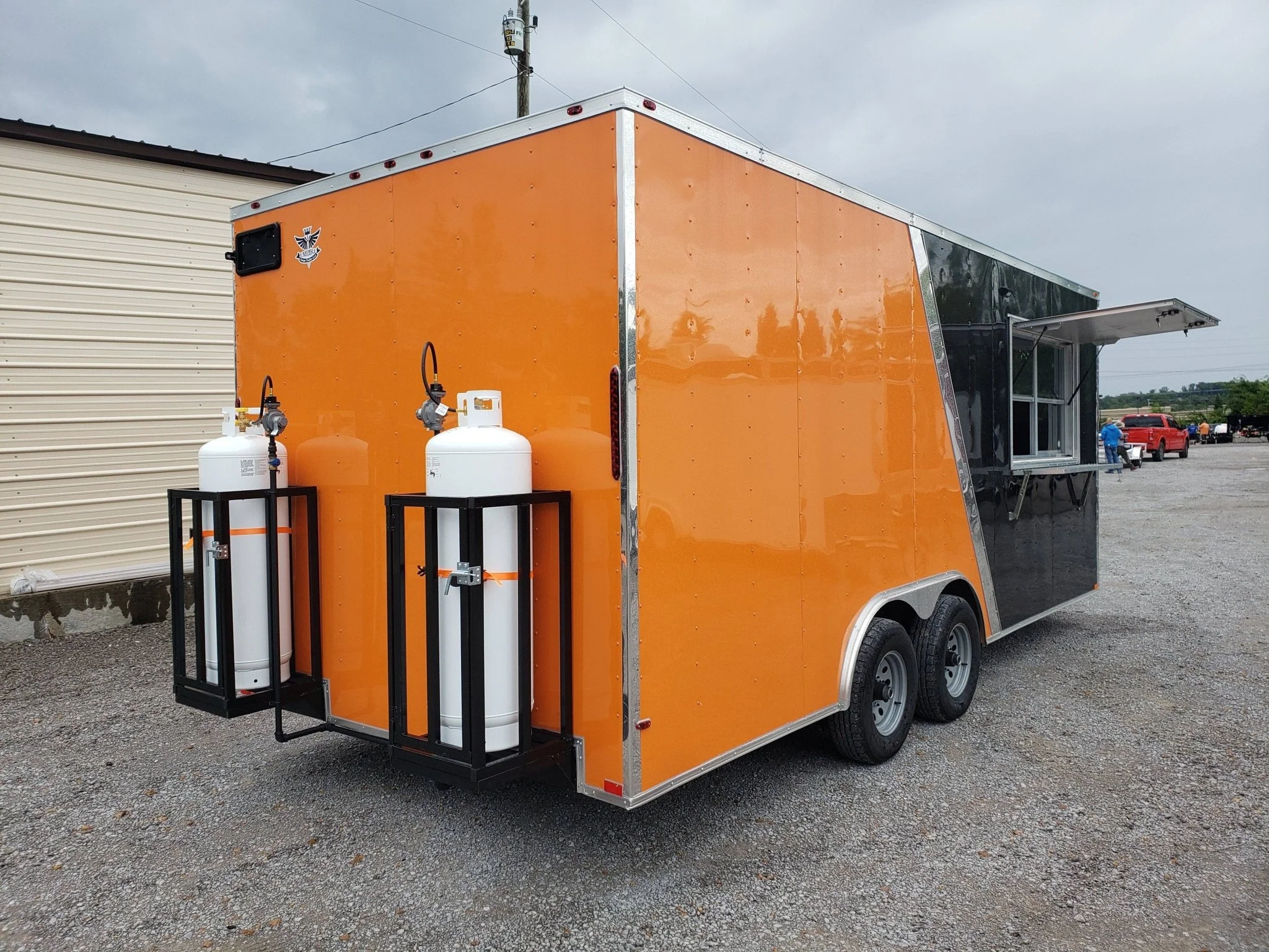 446-8.5-x-20-orange-and-black-food-catering-concession-trailer-with-appliances-3.webp 8.5' x 20' Orange And Black Food Catering Concession Trailer With Appliances