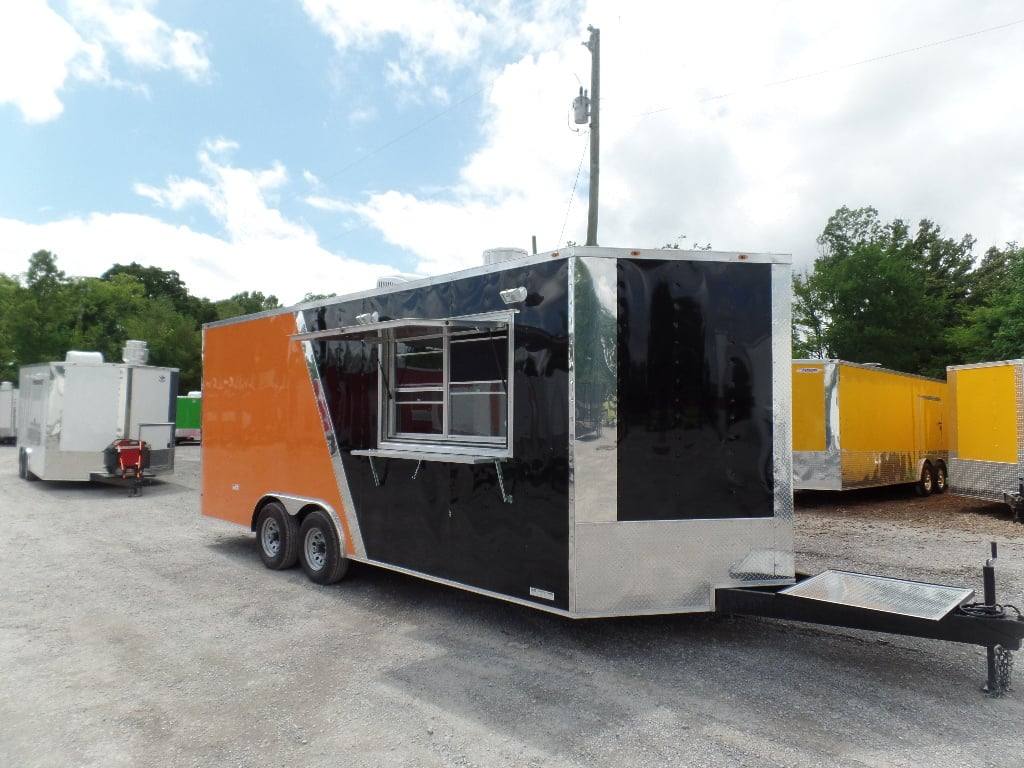 447-8.5-x-20-orange-and-black-food-concession-trailer-with-appliances-1.jpg 8.5' x 20' Orange And Black Food Concession Trailer With Appliances