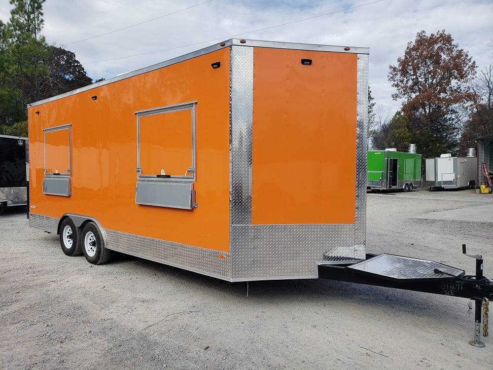 450-8.5-x-20-orange-v-nose-concession-food-trailer-1.jpg 8.5' x 20' Orange V-Nose Concession Food Trailer