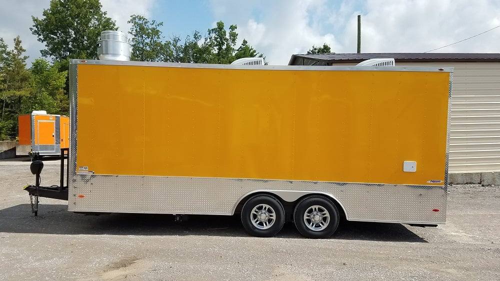 453-8.5-x-20-penske-yellow-flat-nose-concession-food-trailer-2.jpg 8.5' x 20' Penske Yellow Flat Nose Concession Food Trailer