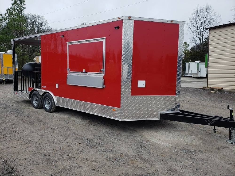 463-8.5-x-20-red-porch-style-bbq-concession-food-trailer-with-appliances-11.jpg 8.5' x 20' Red Porch Style BBQ Concession Food Trailer with Appliances