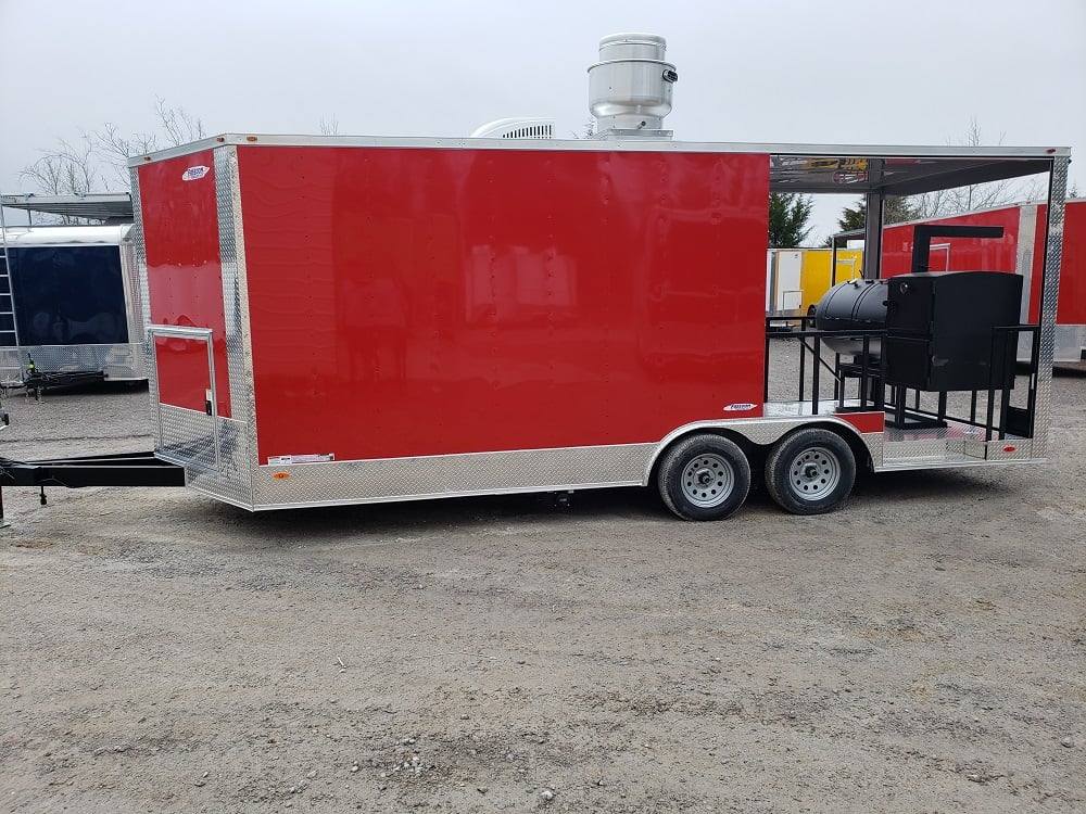 463-8.5-x-20-red-porch-style-bbq-concession-food-trailer-with-appliances-18.jpg 8.5' x 20' Red Porch Style BBQ Concession Food Trailer with Appliances