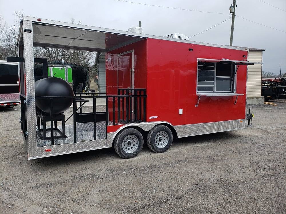 463-8.5-x-20-red-porch-style-bbq-concession-food-trailer-with-appliances-26.jpg 8.5' x 20' Red Porch Style BBQ Concession Food Trailer with Appliances