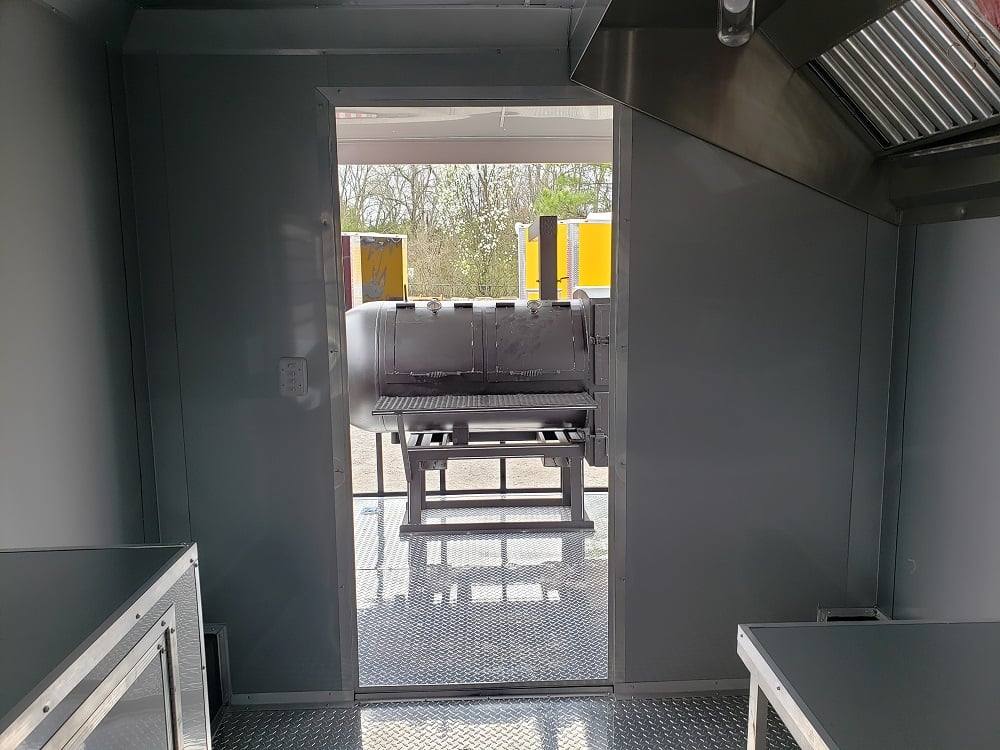 463-8.5-x-20-red-porch-style-bbq-concession-food-trailer-with-appliances-8.jpg 8.5' x 20' Red Porch Style BBQ Concession Food Trailer with Appliances