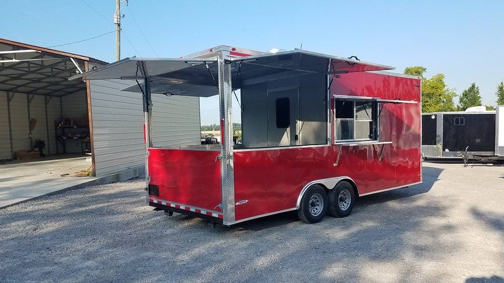 464-8.5-x-20-red-porch-style-concession-food-trailer-with-appliances-1.jpg 8.5' x 20' Red Porch Style Concession Food Trailer With Appliances