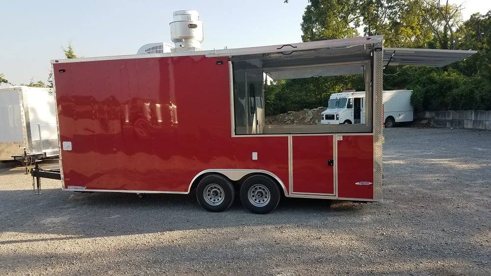 464-8.5-x-20-red-porch-style-concession-food-trailer-with-appliances-4.jpg 8.5' x 20' Red Porch Style Concession Food Trailer With Appliances
