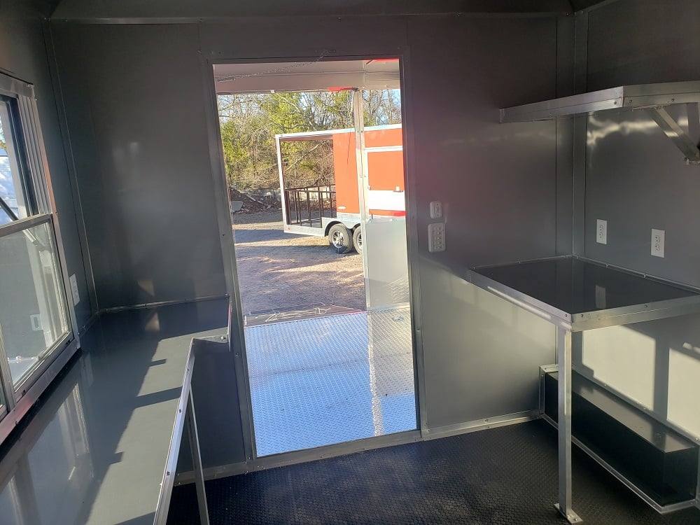 467-8.5-x-20-victory-red-bbq-porch-concession-food-trailer-12.jpg 8.5' x 20' Victory Red BBQ Porch Concession Food Trailer
