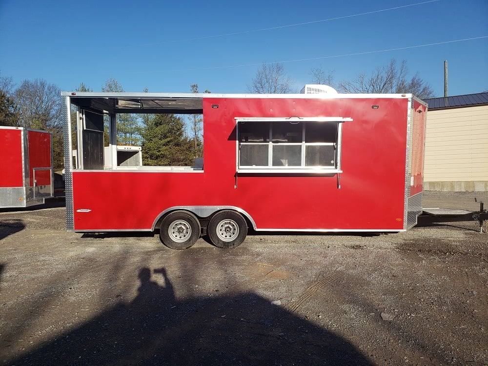467-8.5-x-20-victory-red-bbq-porch-concession-food-trailer-14.jpg 8.5' x 20' Victory Red BBQ Porch Concession Food Trailer