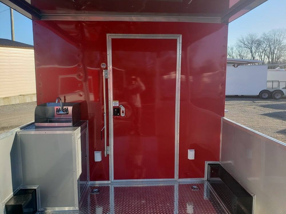 467-8.5-x-20-victory-red-bbq-porch-concession-food-trailer-15.jpg 8.5' x 20' Victory Red BBQ Porch Concession Food Trailer