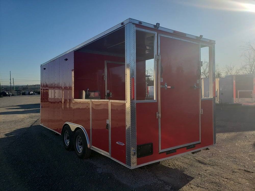 467-8.5-x-20-victory-red-bbq-porch-concession-food-trailer-22.jpg 8.5' x 20' Victory Red BBQ Porch Concession Food Trailer