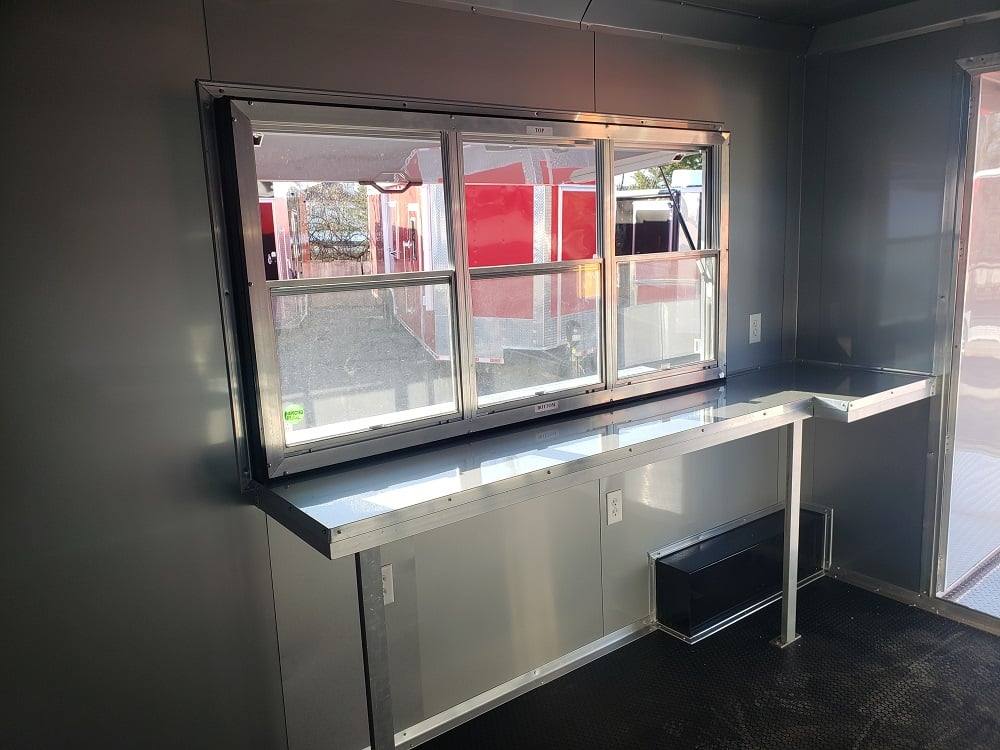 467-8.5-x-20-victory-red-bbq-porch-concession-food-trailer-3.jpg 8.5' x 20' Victory Red BBQ Porch Concession Food Trailer