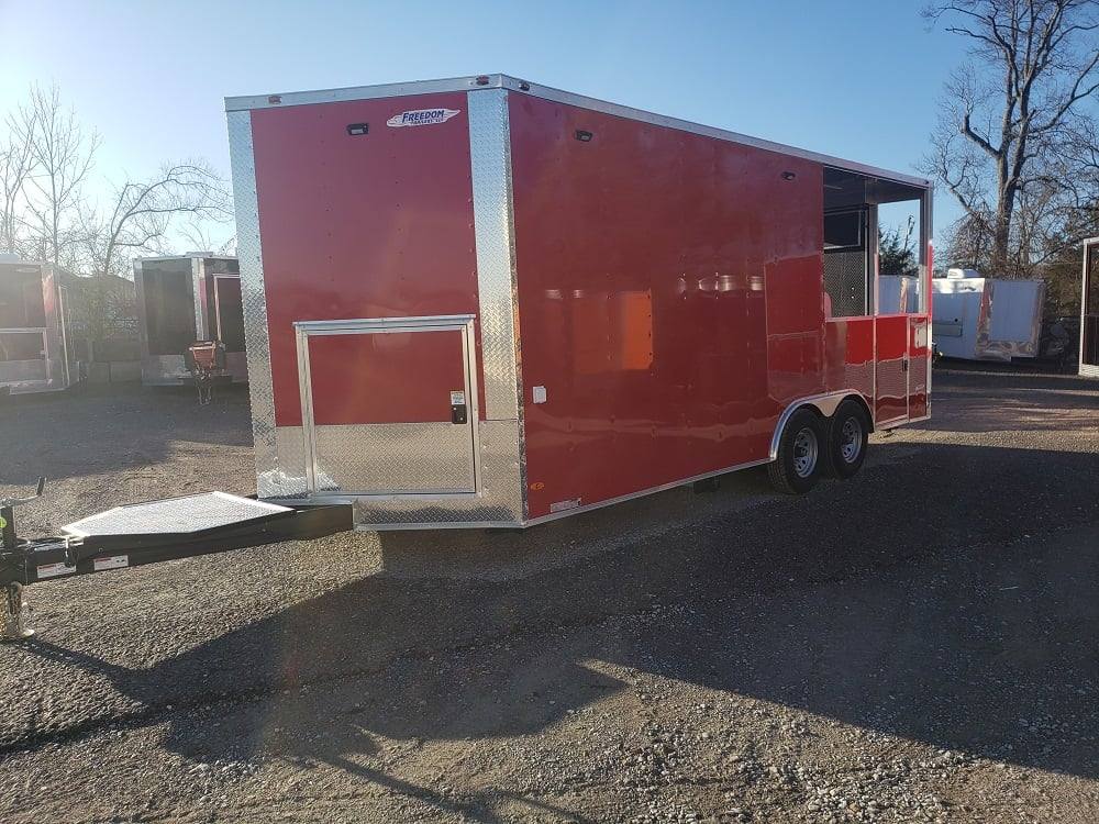 467-8.5-x-20-victory-red-bbq-porch-concession-food-trailer-30.jpg 8.5' x 20' Victory Red BBQ Porch Concession Food Trailer