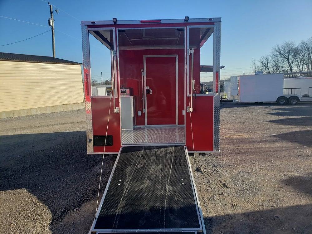 467-8.5-x-20-victory-red-bbq-porch-concession-food-trailer-32.jpg 8.5' x 20' Victory Red BBQ Porch Concession Food Trailer