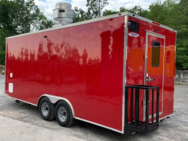 471-8.5-x-20-victory-red-food-vending-concession-trailer-with-restroom-2.jpg 8.5' x 20' Victory Red Food Vending Concession Trailer with Restroom