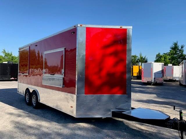 471-8.5-x-20-victory-red-food-vending-concession-trailer-with-restroom-4.jpg 8.5' x 20' Victory Red Food Vending Concession Trailer with Restroom