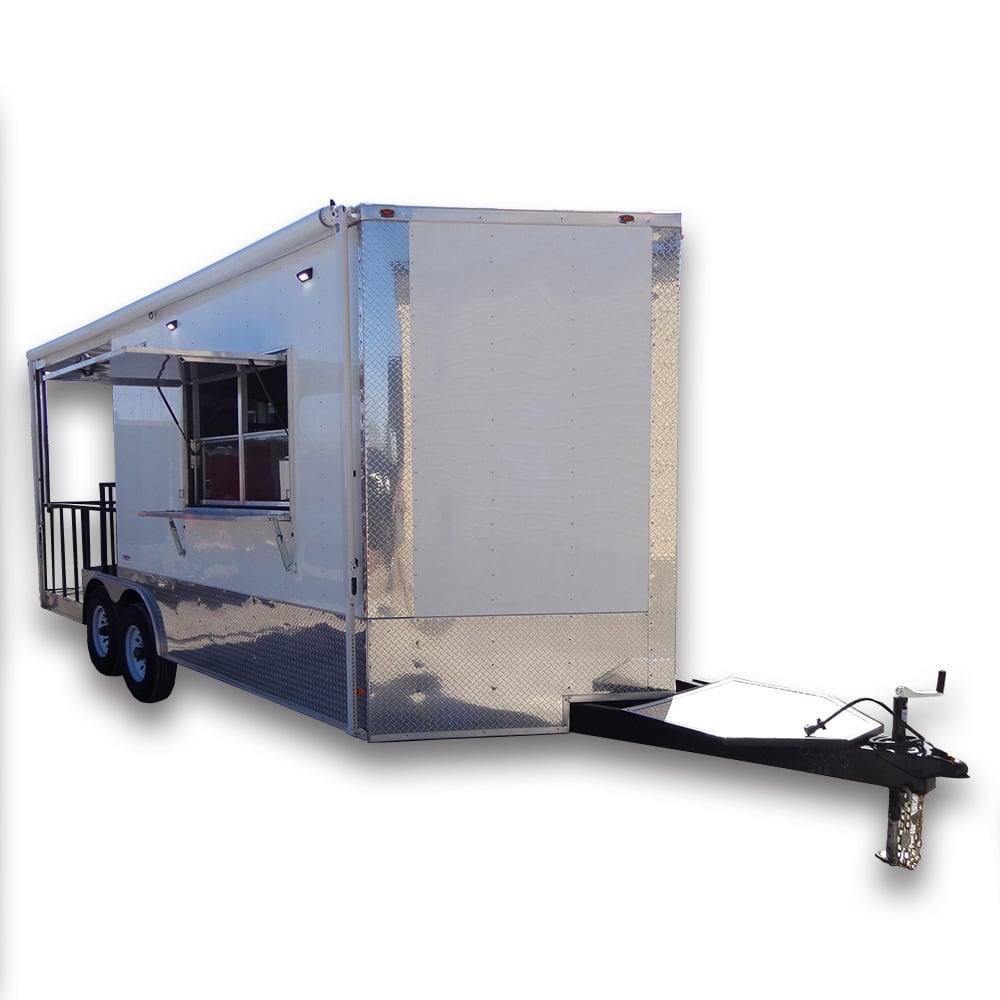 476-8.5-x-20-white-concession-bbq-food-event-trailer-1.jpg 8.5' x 20' White Concession BBQ Food Event Trailer