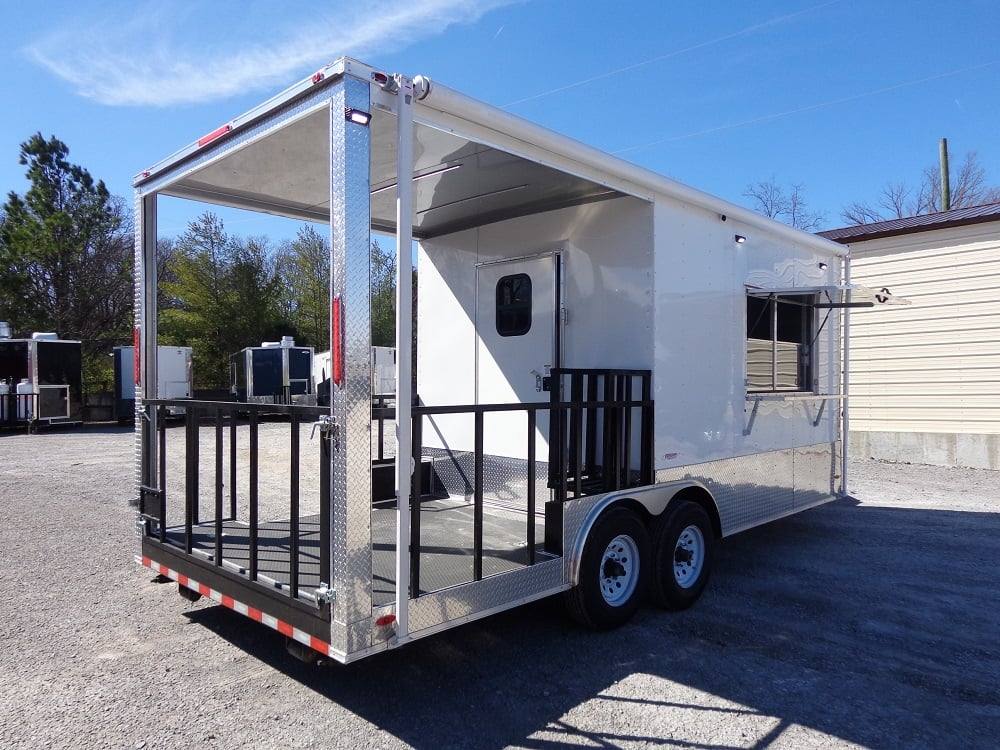 476-8.5-x-20-white-concession-bbq-food-event-trailer-3.jpg 8.5' x 20' White Concession BBQ Food Event Trailer