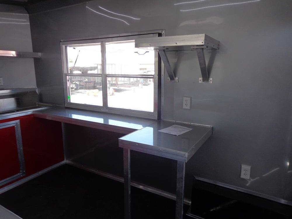 476-8.5-x-20-white-concession-bbq-food-event-trailer-5.jpg 8.5' x 20' White Concession BBQ Food Event Trailer