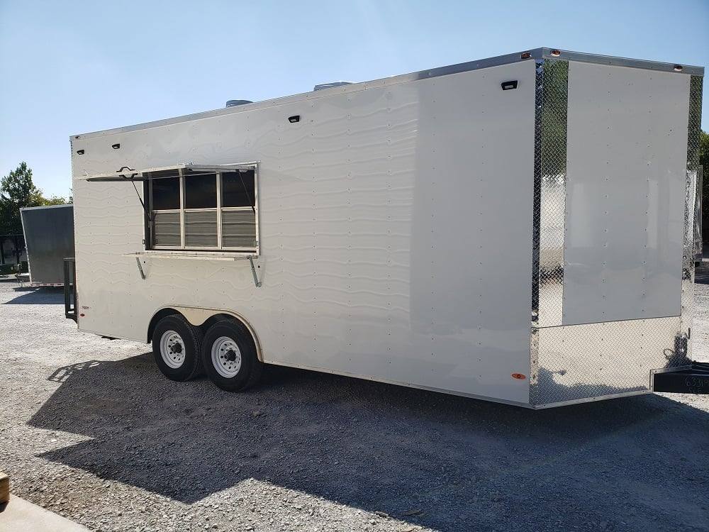 490-8.5-x-20-white-custom-built-concession-food-trailer-1.jpg 8.5' x 20' White Custom Built Concession Food Trailer