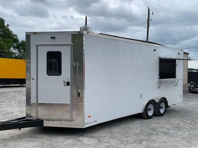 504-8.5-x-20-white-v-nose-concession-food-trailer-with-appliances-1.jpg 8.5' x 20' White V-Nose Concession Food Trailer with Appliances