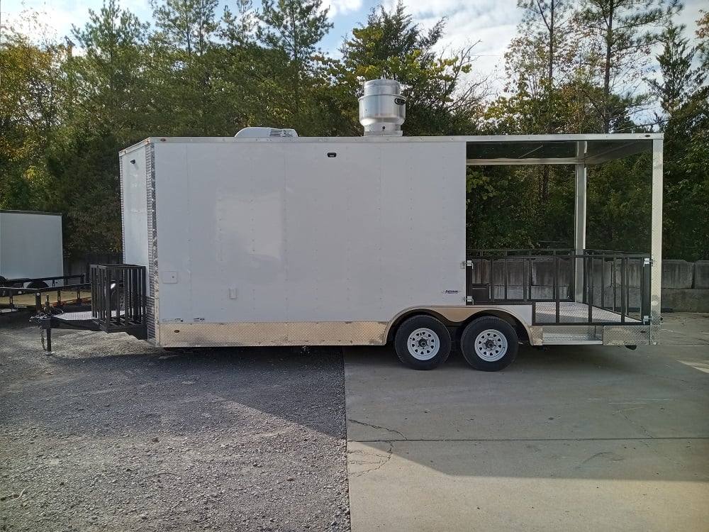 512-8.5-x-21-white-porch-style-bbq-vending-concession-trailer-with-appliances-3.jpg 8.5' x 21' White Porch Style BBQ Vending Concession Trailer with Appliances