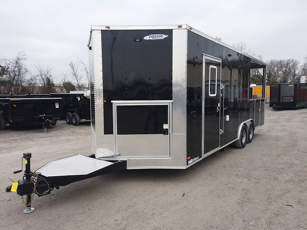514-8.5-x-22-black-bbq-porch-concession-food-event-trailer-18.jpg 8.5' x 22' Black BBQ Porch Concession Food Event Trailer