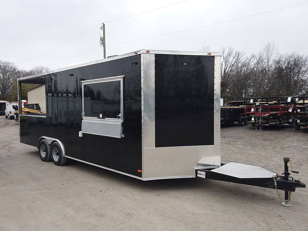 514-8.5-x-22-black-bbq-porch-concession-food-event-trailer-3.jpg 8.5' x 22' Black BBQ Porch Concession Food Event Trailer