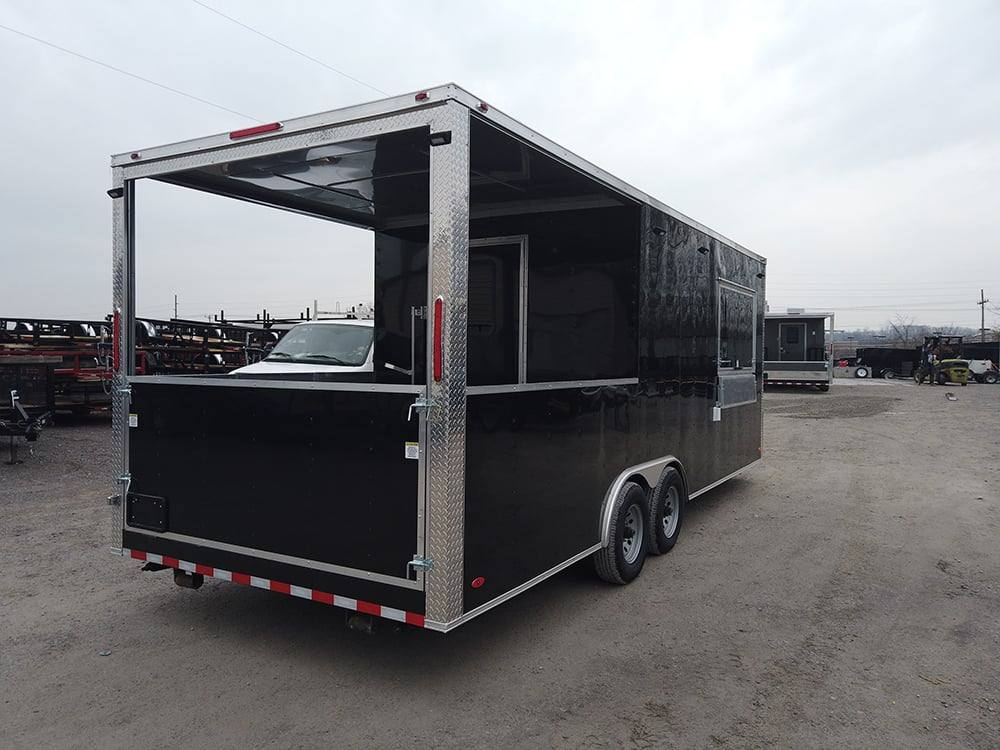 514-8.5-x-22-black-bbq-porch-concession-food-event-trailer-5.jpg 8.5' x 22' Black BBQ Porch Concession Food Event Trailer