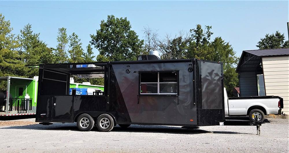 8.5' x 22' Black BBQ Porch Concession Food Trailer