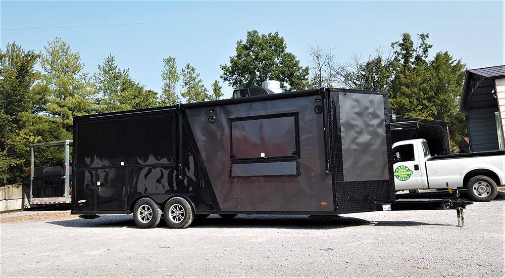 8.5' x 22' Black BBQ Porch Concession Food Trailer
