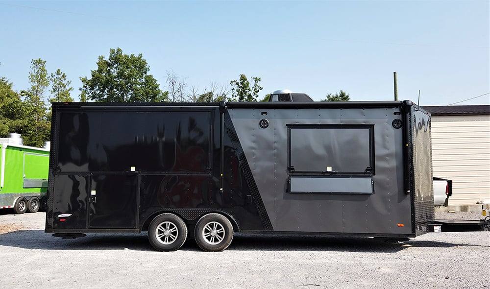 8.5' x 22' Black BBQ Porch Concession Food Trailer