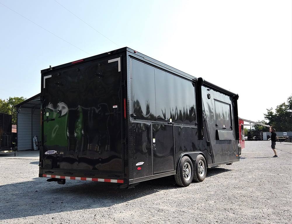 8.5' x 22' Black BBQ Porch Concession Food Trailer