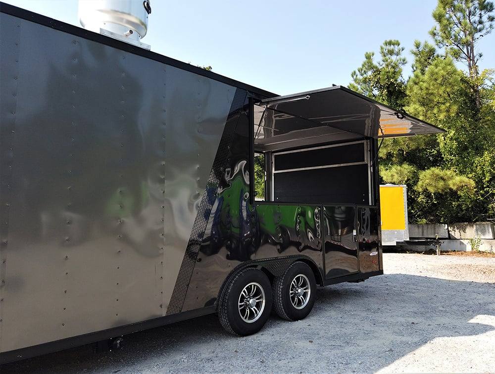 8.5' x 22' Black BBQ Porch Concession Food Trailer