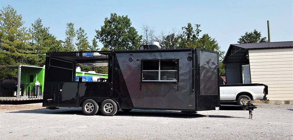 8.5' x 22' Black BBQ Porch Concession Food Trailer