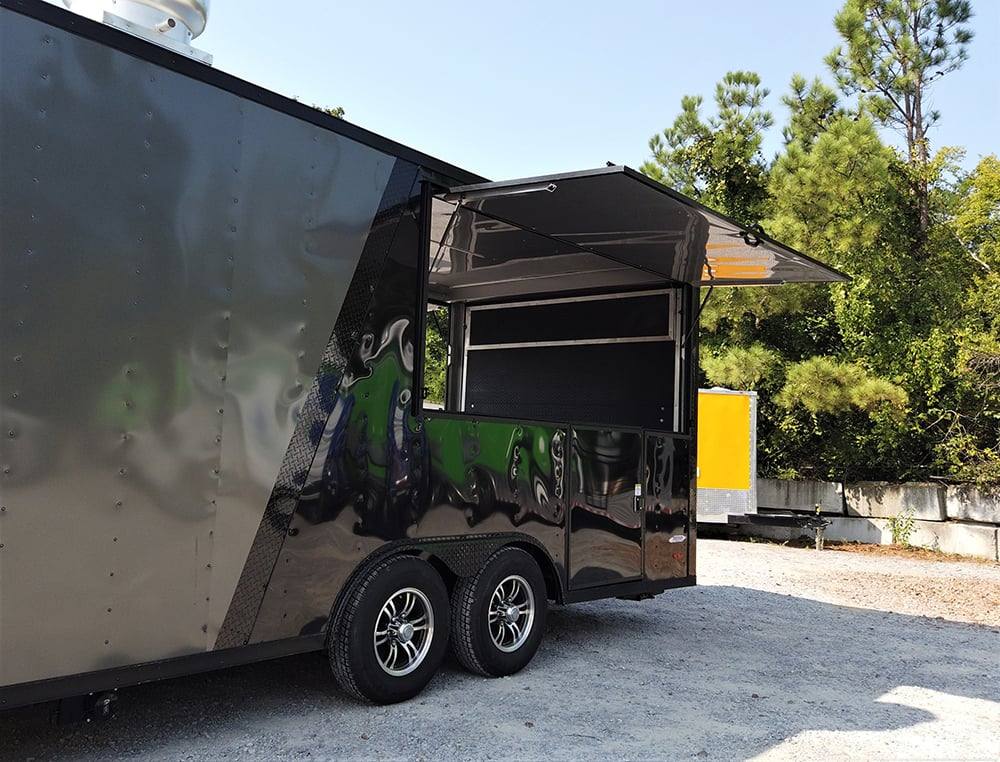 8.5' x 22' Black BBQ Porch Concession Food Trailer