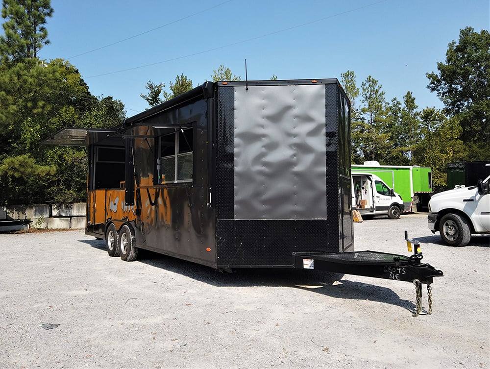 8.5' x 22' Black BBQ Porch Concession Food Trailer