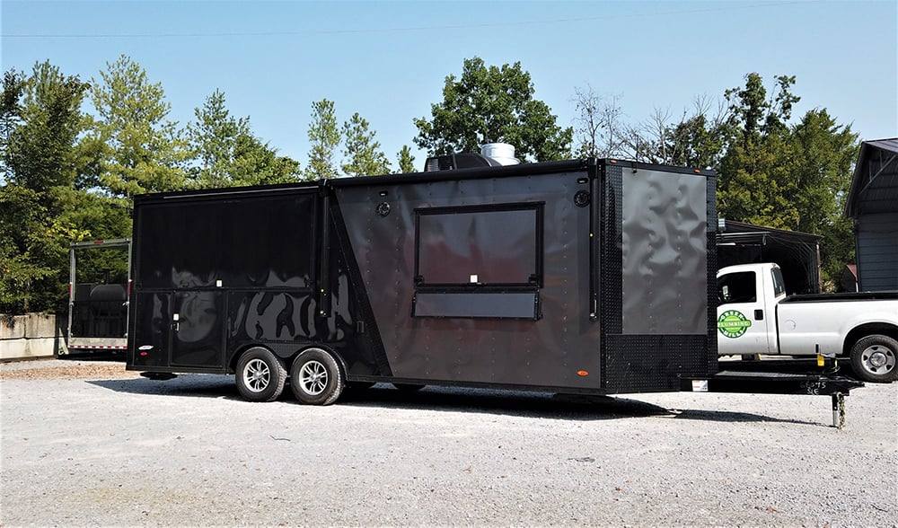 8.5' x 22' Black BBQ Porch Concession Food Trailer