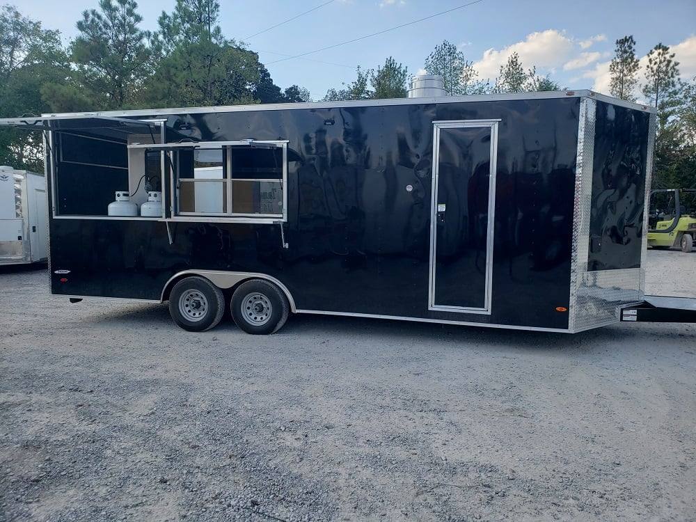 8.5' x 22' Black BBQ Porch Concession Trailer With Appliances