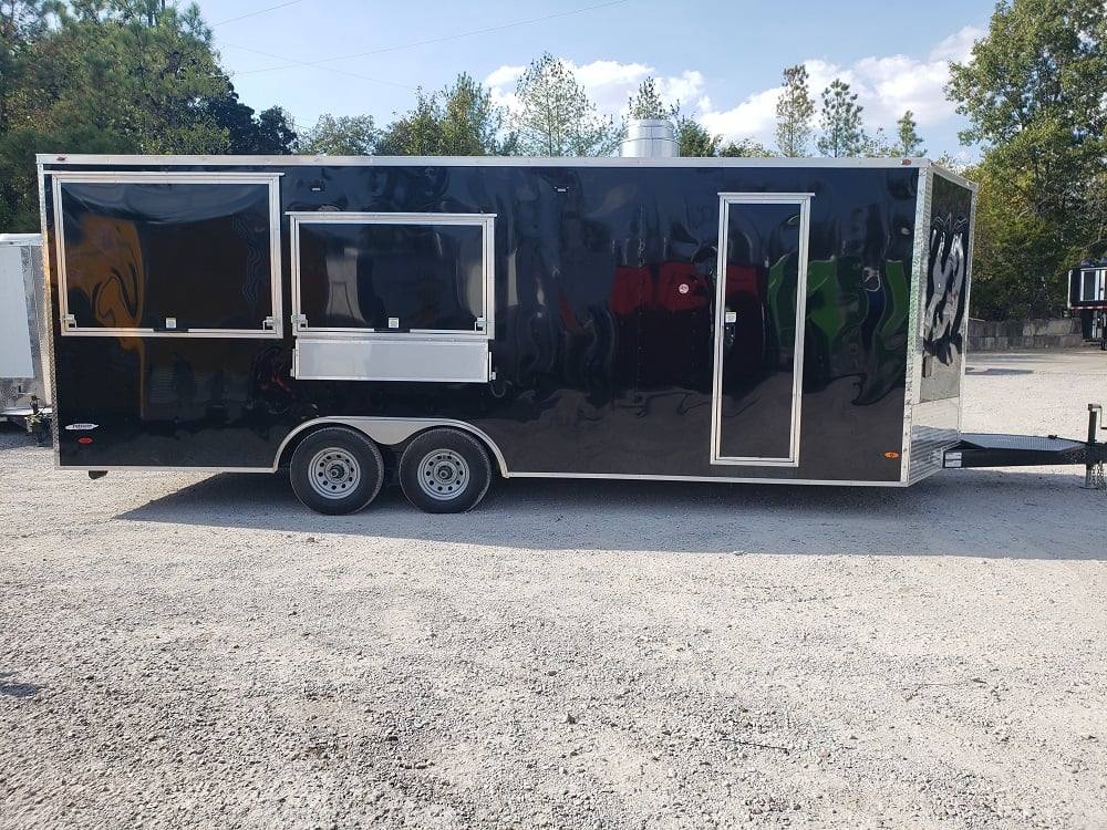 8.5' x 22' Black BBQ Porch Concession Trailer With Appliances