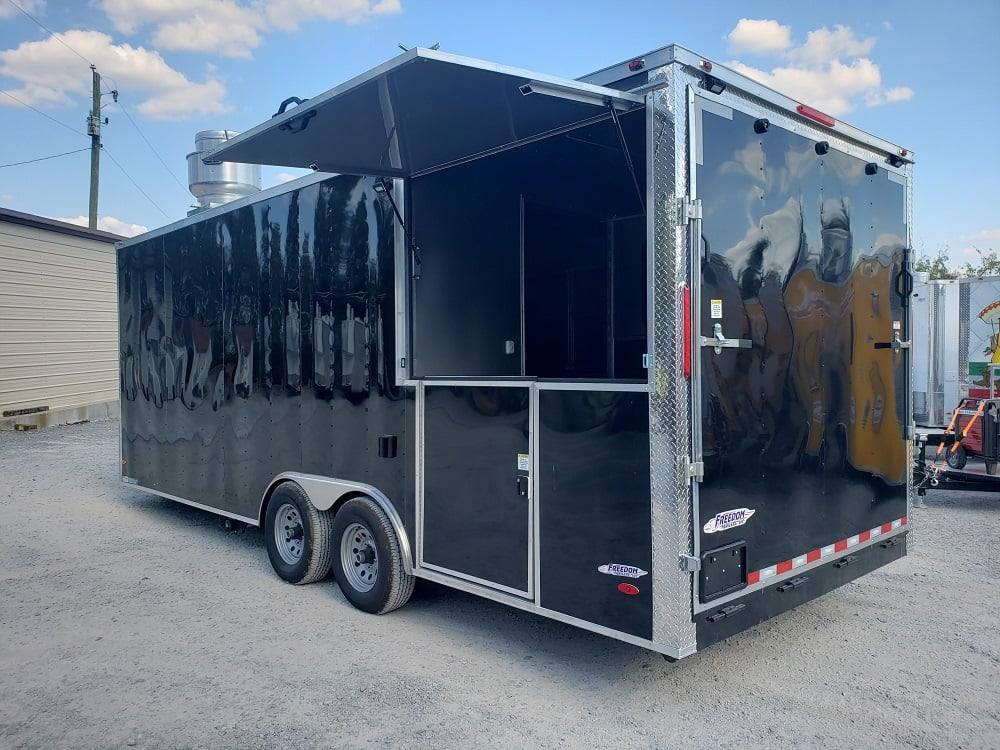 8.5' x 22' Black BBQ Porch Concession Trailer With Appliances