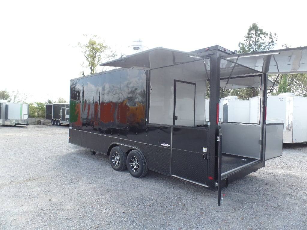 518-8.5-x-22-black-concession-bbq-food-event-catering-trailer-1.jpg 8.5' x 22' Black Concession BBQ Food Event Catering Trailer