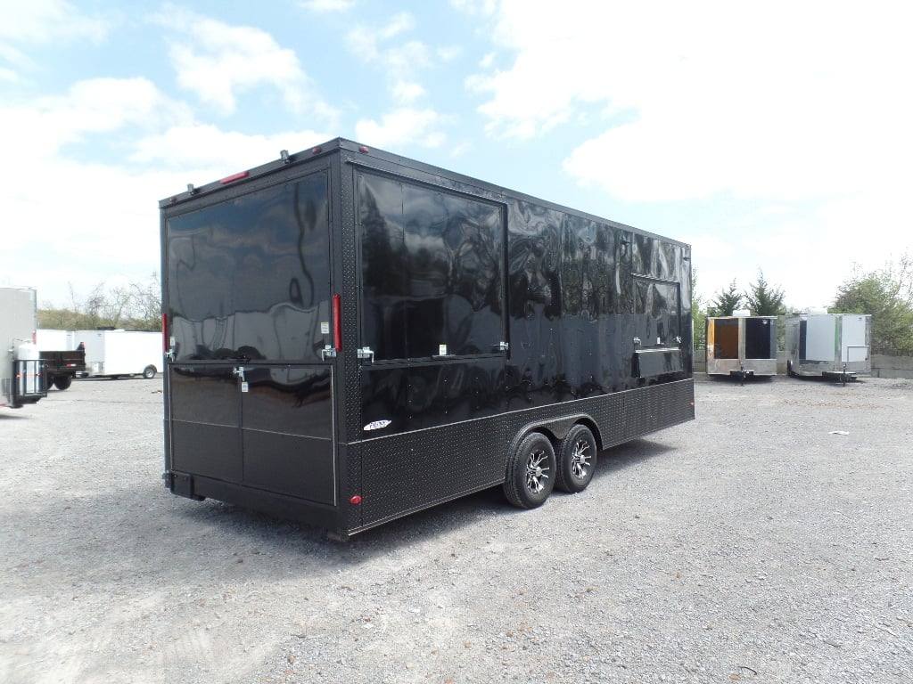 518-8.5-x-22-black-concession-bbq-food-event-catering-trailer-14.jpg 8.5' x 22' Black Concession BBQ Food Event Catering Trailer